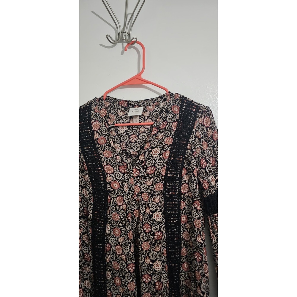 Knox Rose Swing Dress Womens M Lagenlook Bohemian‎ Cottagecore Floral Crotchet - Picture 6 of 11